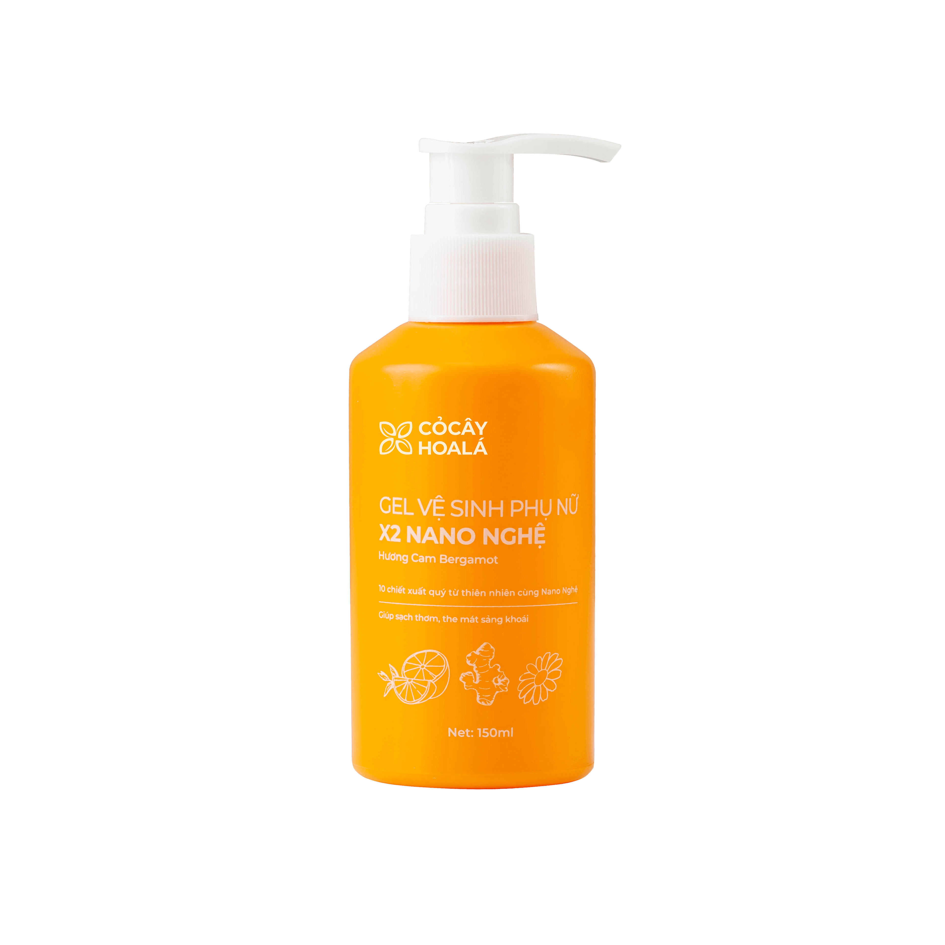 Gel vệ sinh phụ nữ Cỏ Cây Hoa Lá x2 nano nghệ hương cam (Chai 150ml)